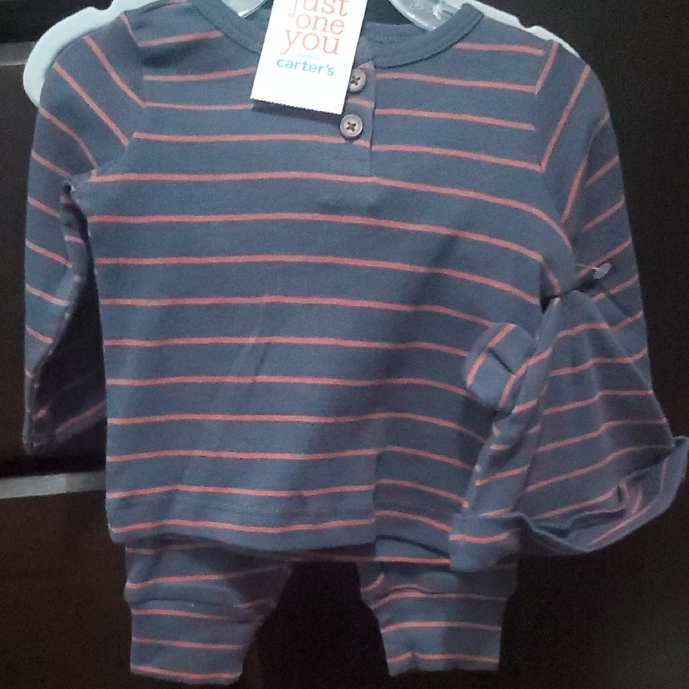 Carter's Navy and Pink Striped Baby Set